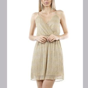 Gold glitter Spaghetti-Strap Mini Dress size M